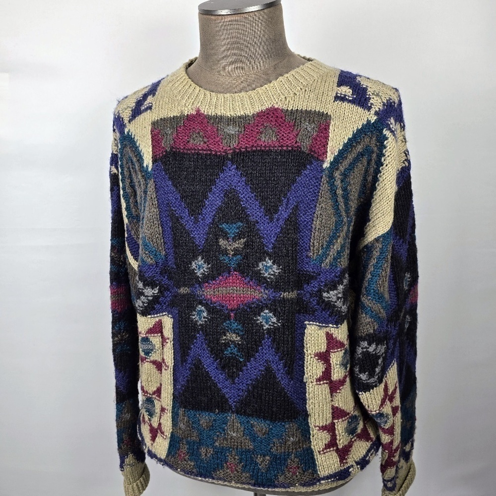 Boston Traders Multicolor Crewneck Sweater XL 100% Wool